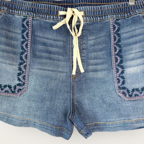 INC International Concepts Denim Embroidered Elastic Waist Blue Jean Shorts XXL - Picture 4 of 13